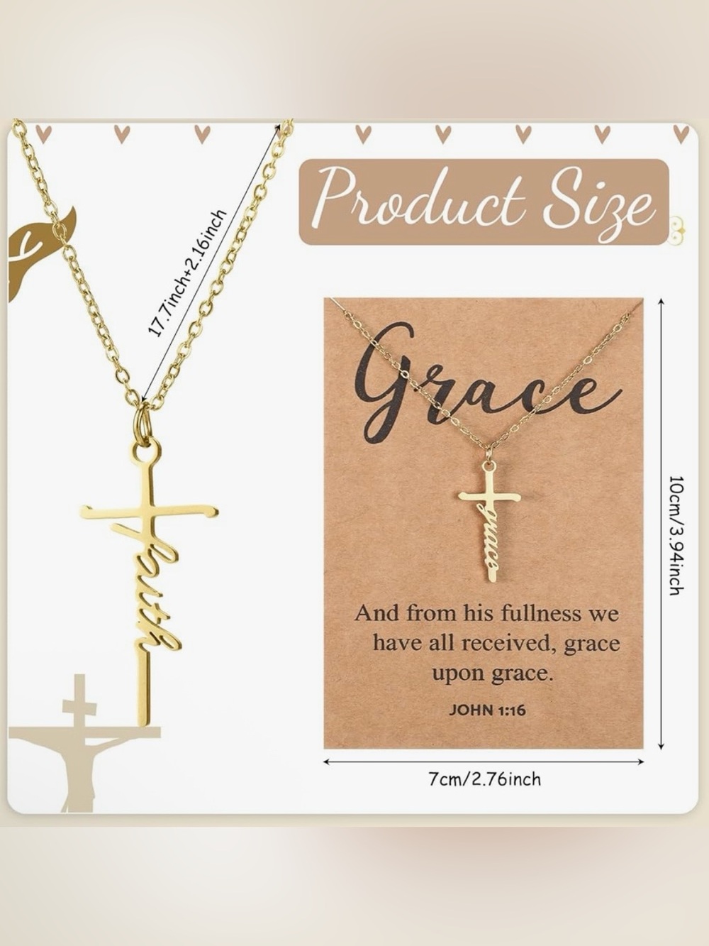 Gold Cross Pendant Necklace (Multiple Styles, Choose 1) - Picture 2 of 2